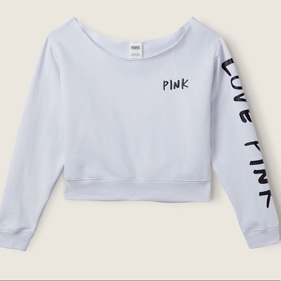 XXL NWT VICTORIAS SECRET PINK Fleece off shoulder sweatshirt - Picture 2 of 4